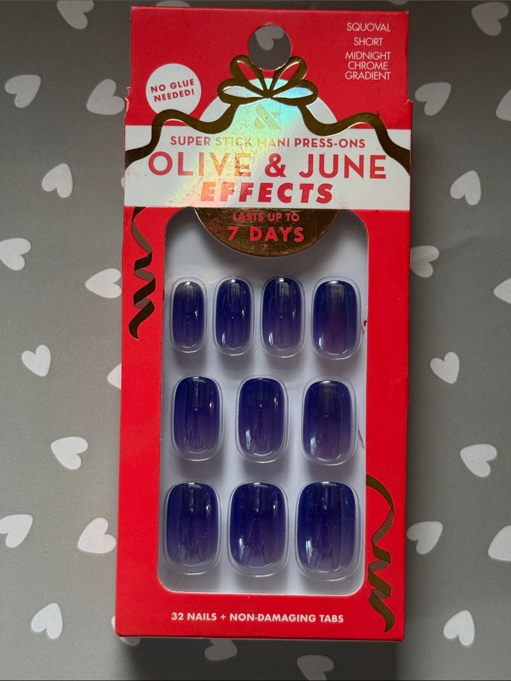 Olive and June Super Stick Mani Press On Nails in Midnight Chrome Gradient